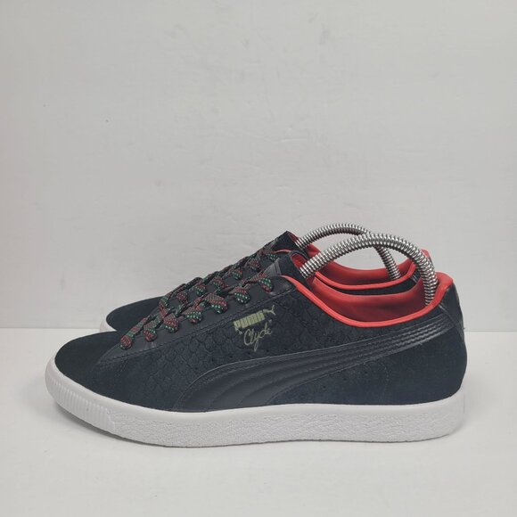Puma Clyde Women's Black & Red Sneaker 365589-01 US Size 8.5 - Picture 2 of 8